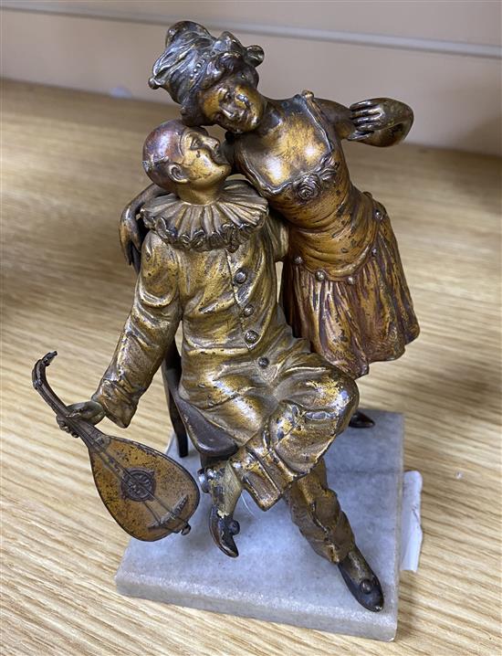 Namgreb (Bergman). A cold painted bronze of Pierrot and Show girl, height 14cm